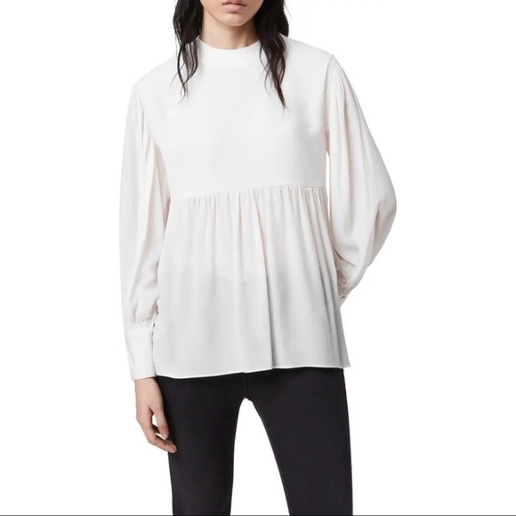 ALLSAINTS Fayre Ruffle Hem Blouse Top S - Picture 1 of 12